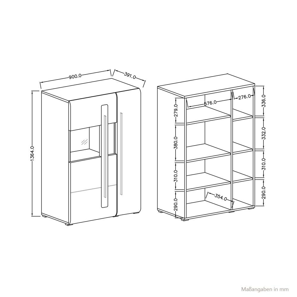 lomadox-wohnwand-wei-hochglanz-schwarz-led-340-cm-turda-83 image 3