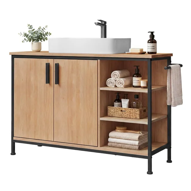 eugad-waschbeckenunterschrank-90x60x30-eiche-mit-schubladen image 1