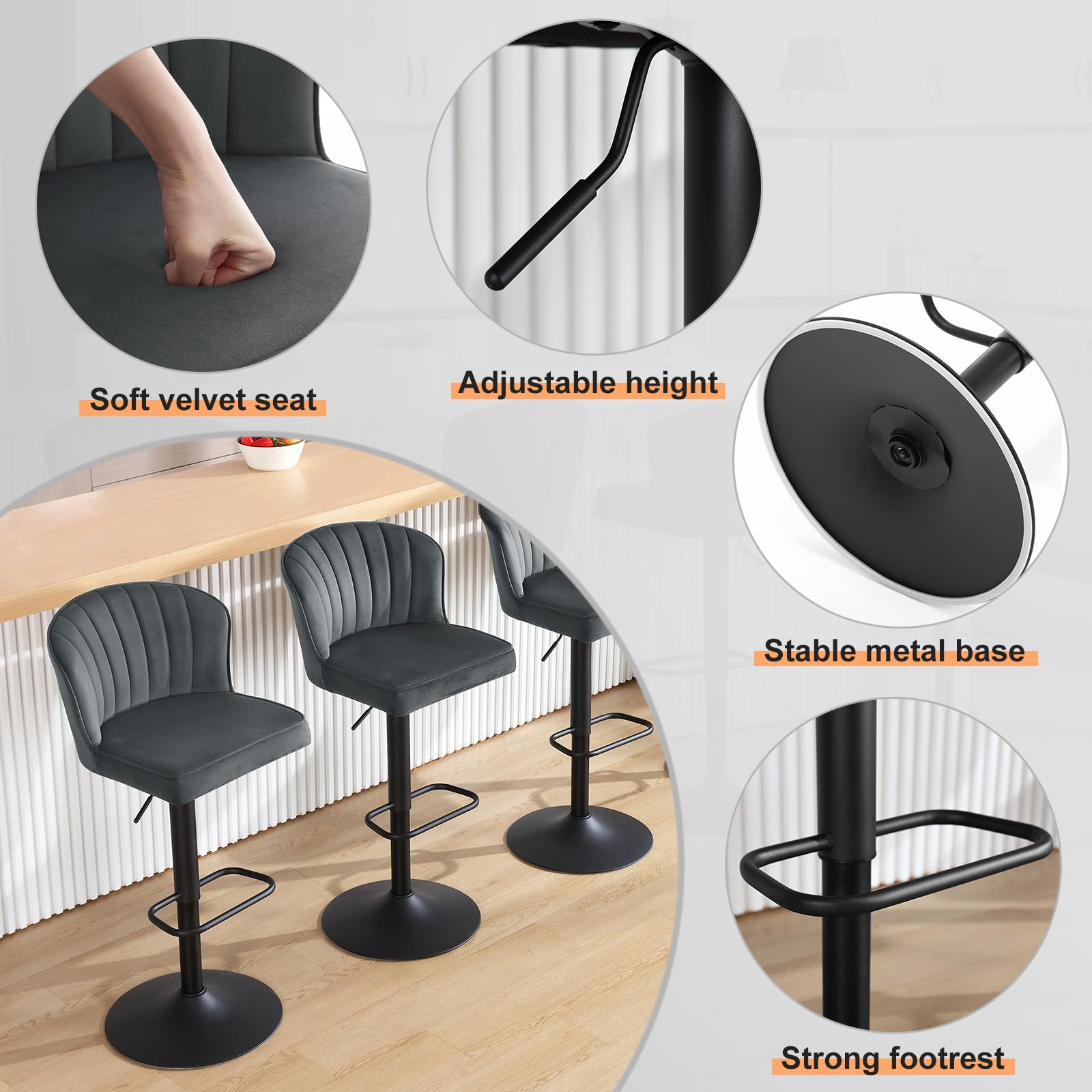 eugad-barhocker-h-henverstellbar-samt-dunkelgrau-2er-set-1056by-2 image 4