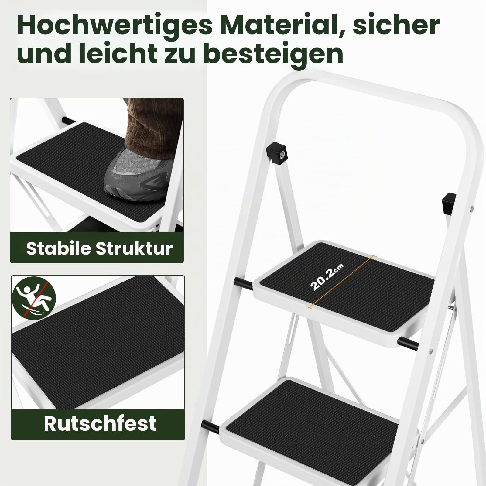 eugad-trittleiter-3-stufen-klappbar-stahl-schwarz-wei-150kg image 4