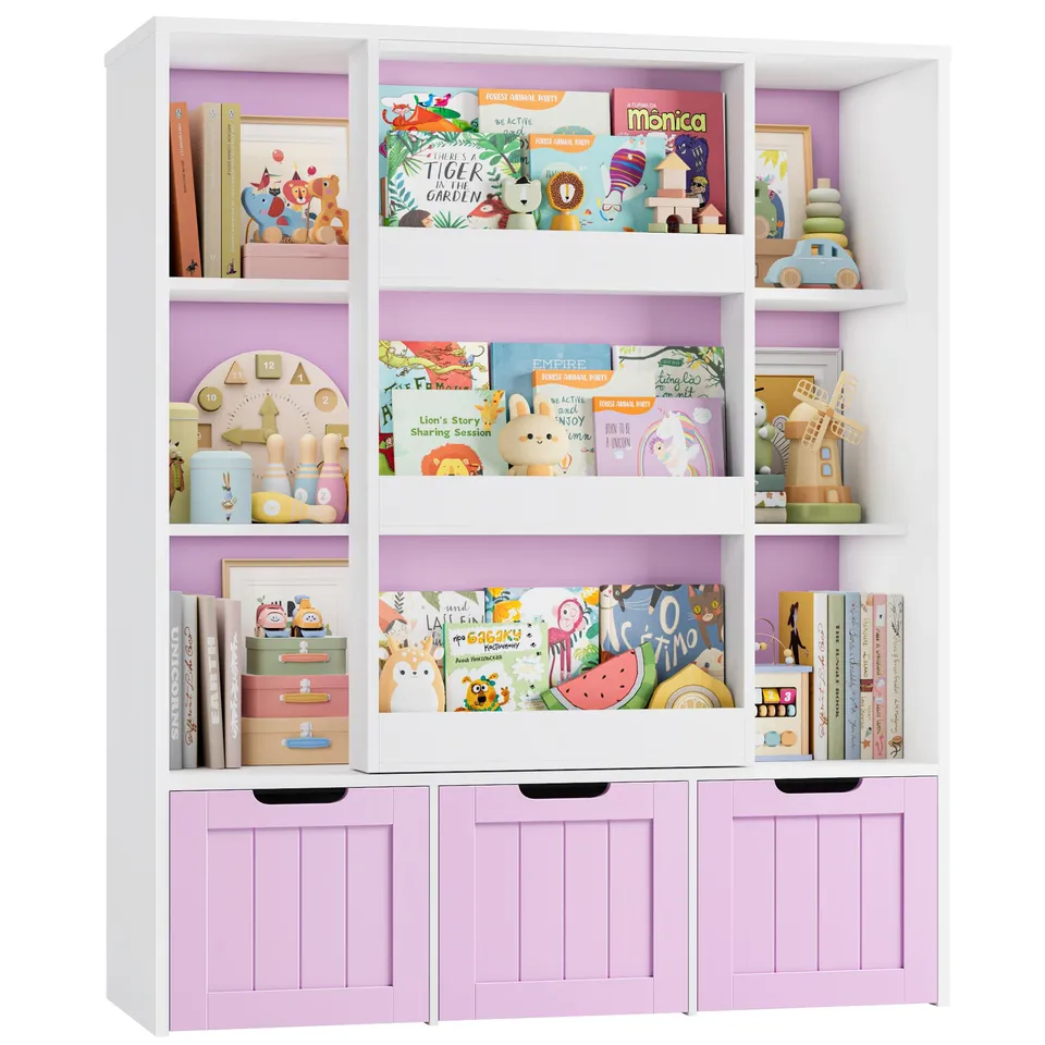forehill-kinderregal-120cm-b-cherregal-rosa-lila-wei-rollkisten image 1
