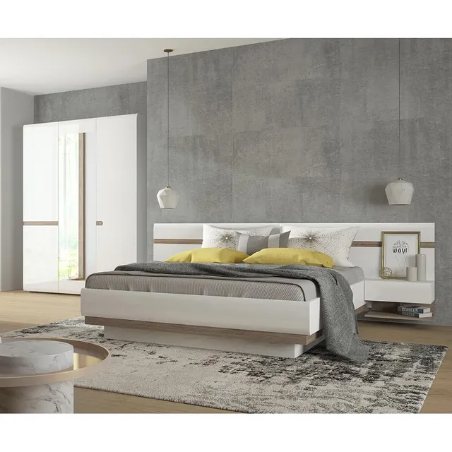 lomadox-schlafen-schlafzimmerset-140-cm-wei-hochglanz-spiegel image 1