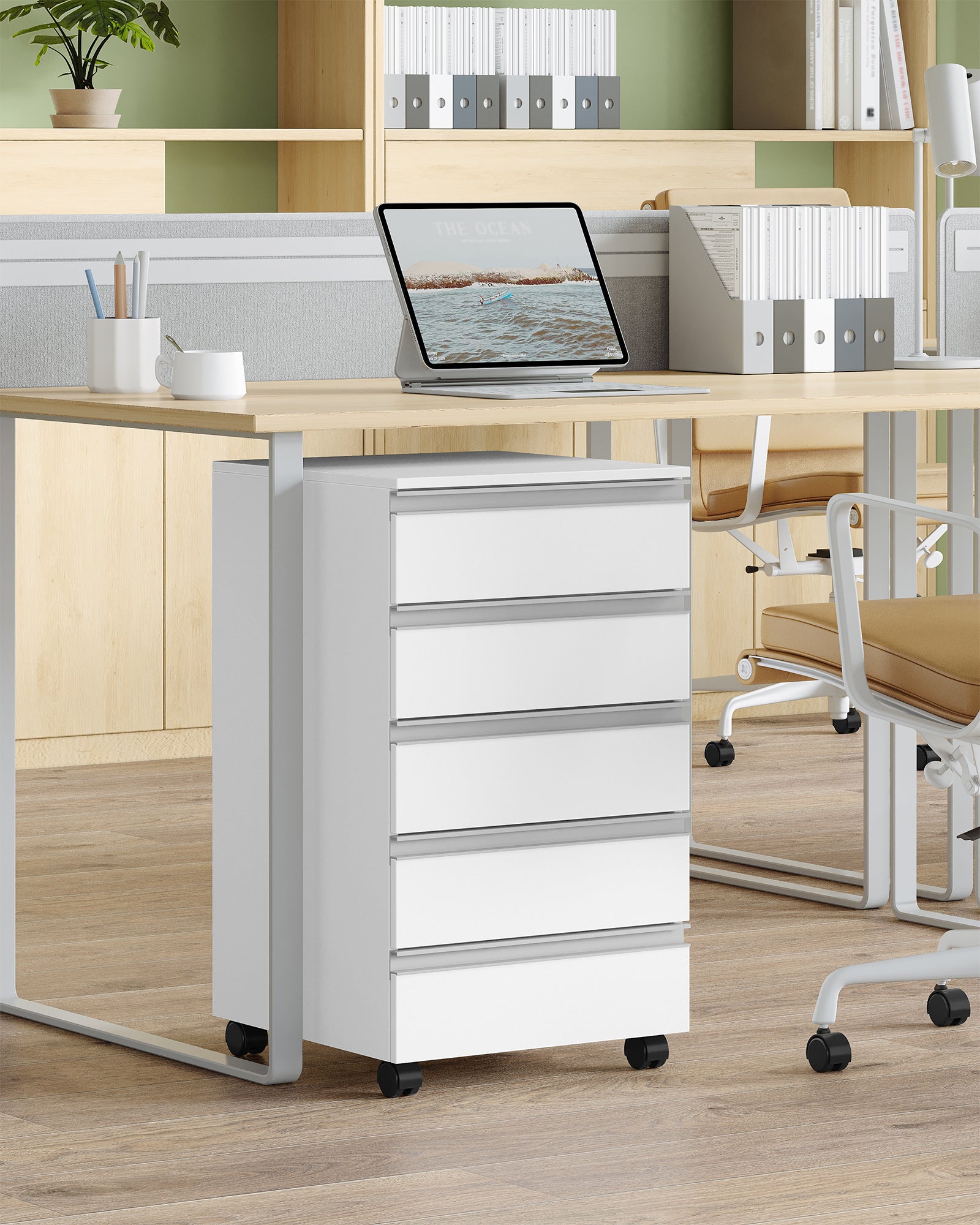 hzuaneri-fc55503x-rollcontainer-wei-5-schubladen-40x40x70 image 6