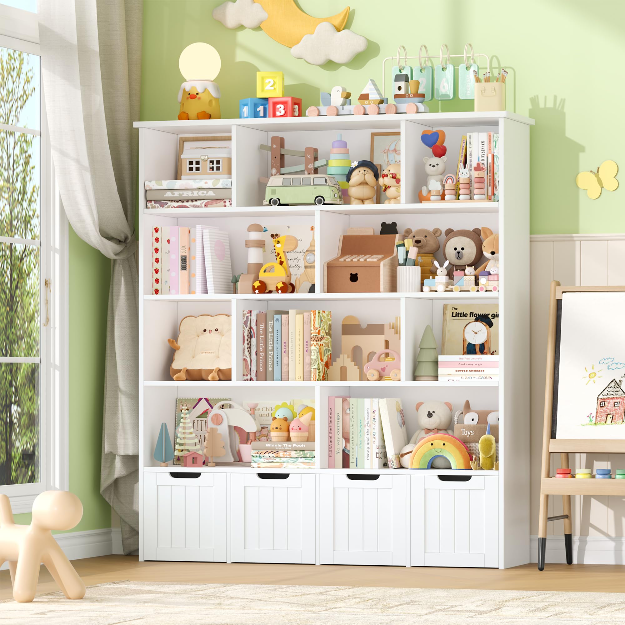 forehill-kinderregal-weiss-5-ebenen-146cm-mit-roll-schubladen image 2