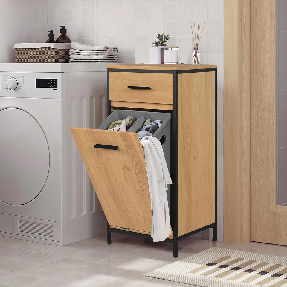 eugad-badezimmerschrank-mit-w-schekorb-38x80x34-cm-helle-eiche image 1