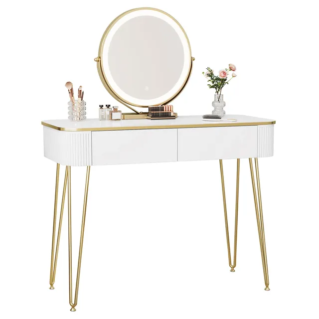 eugad-schminktisch-mit-led-spiegel-wei-100-cm-dimmbar image 1