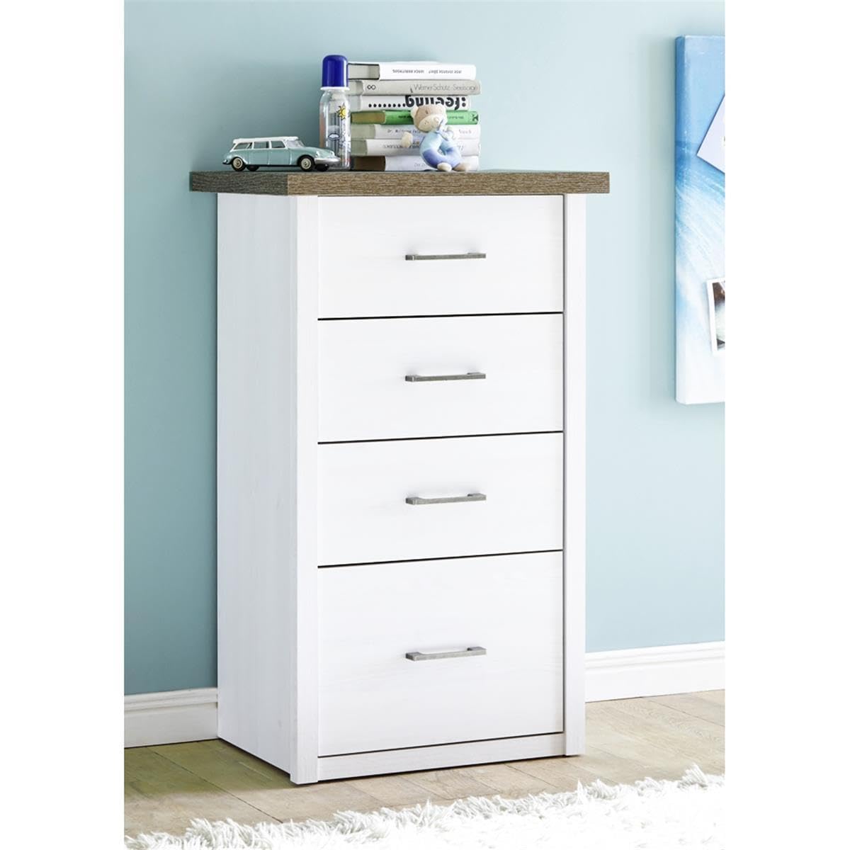 lomadox-lund-78-kommode-pinie-wei-4-schubladen-60-cm image 2