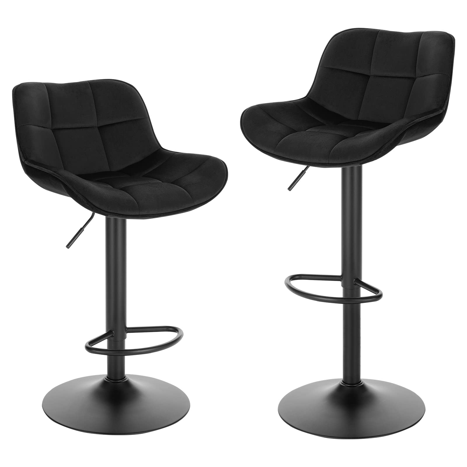 eugad-barhocker-2er-set-samt-schwarz-h-henverstellbar image 1