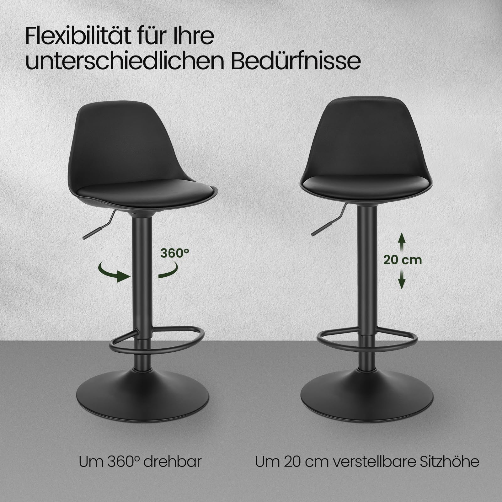 eugad-barhocker-2er-set-schwarz-drehbar-h-henverstellbar image 3