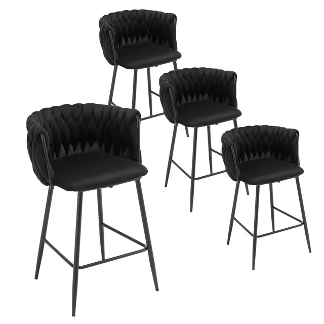 eugad-1081by-4-barhocker-4er-set-samt-schwarz-150-kg image 1