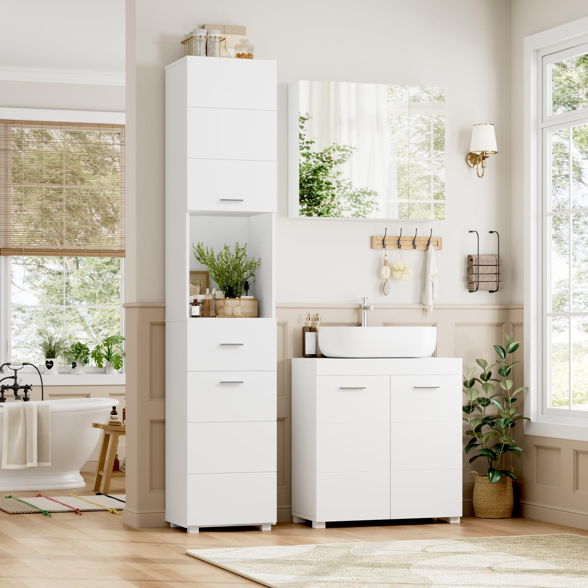 forehill-tall-bathroom-cabinet-badezimmerschrank-wei-180-cm-soft-close image 2