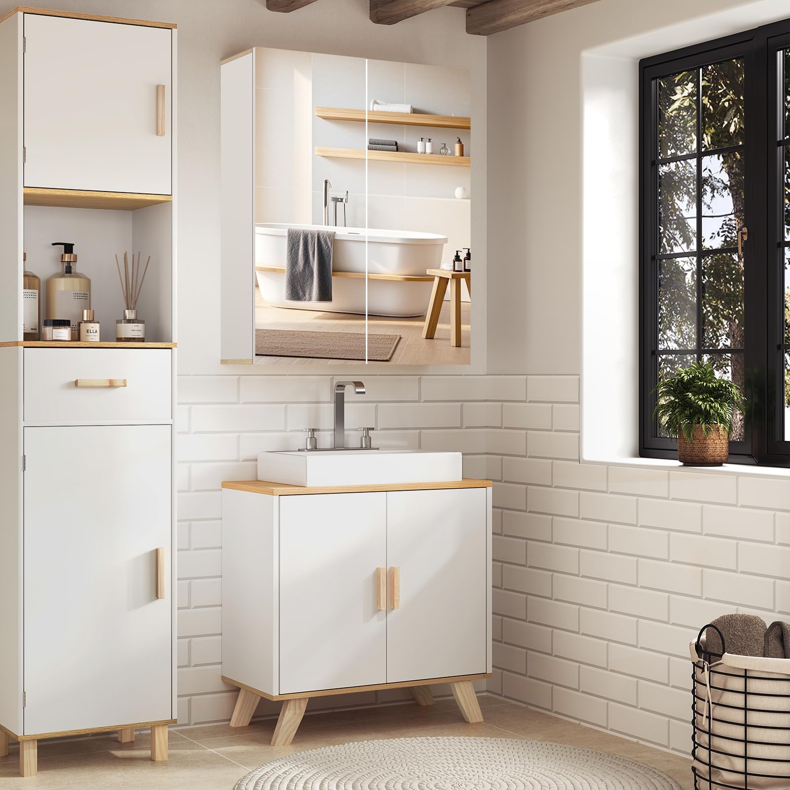 eugad-aufbewahrung-spiegelschrank-60-cm-wei-helle-eiche image 2