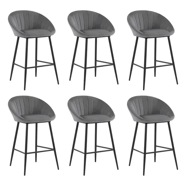 eugad-1079by-6-barhocker-samt-dunkelgrau-6er-set-mit-lehne image 1