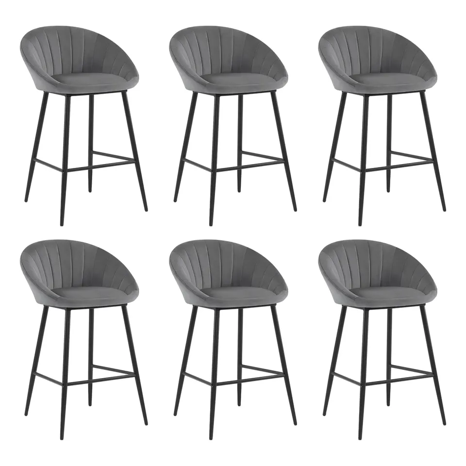 eugad-1079by-6-barhocker-samt-dunkelgrau-6er-set-mit-lehne image 1
