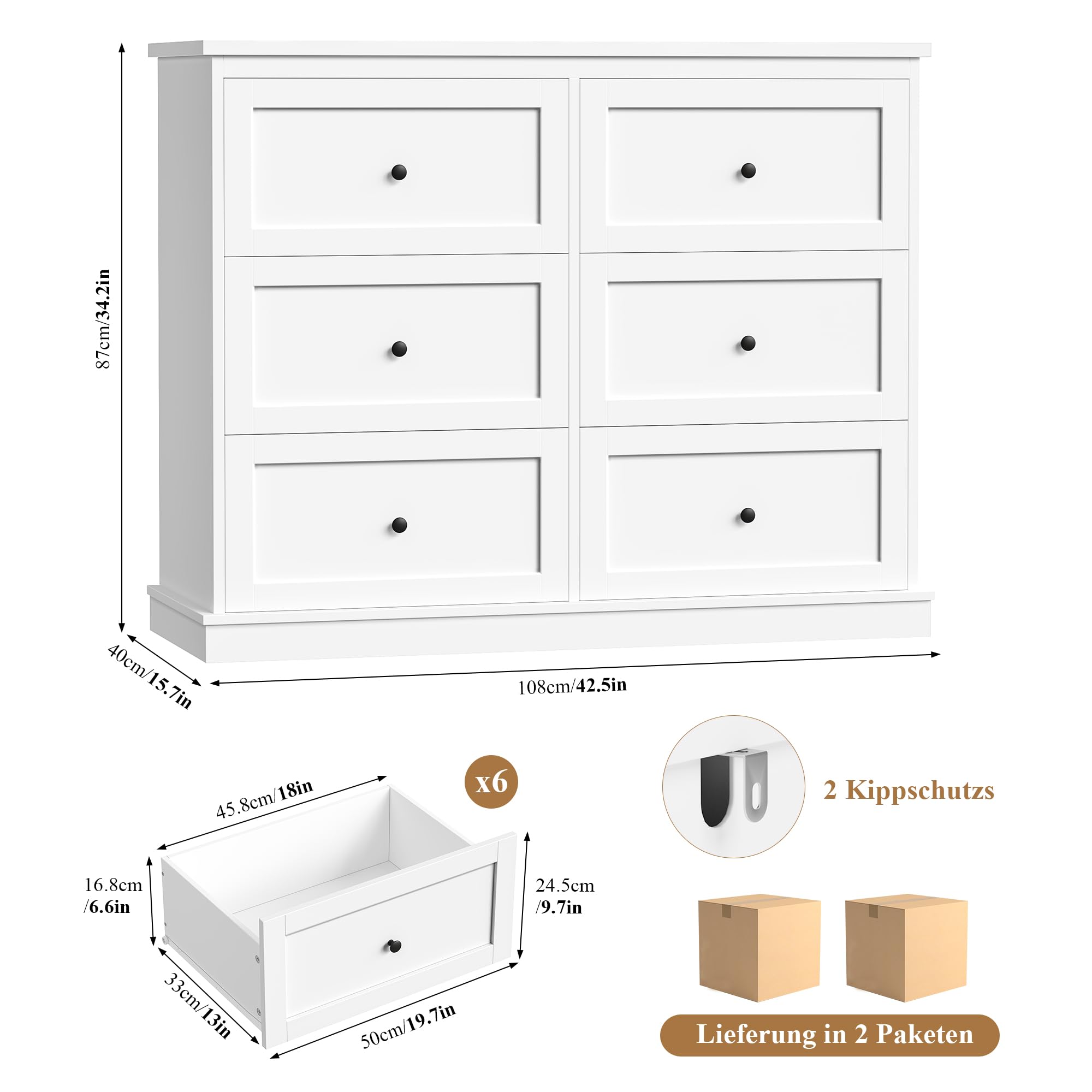 forehill-kommode-wei-6-schubladen-schrank-mdf image 3