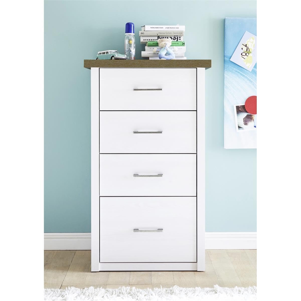 lomadox-lund-78-kommode-pinie-wei-4-schubladen-60-cm image 4