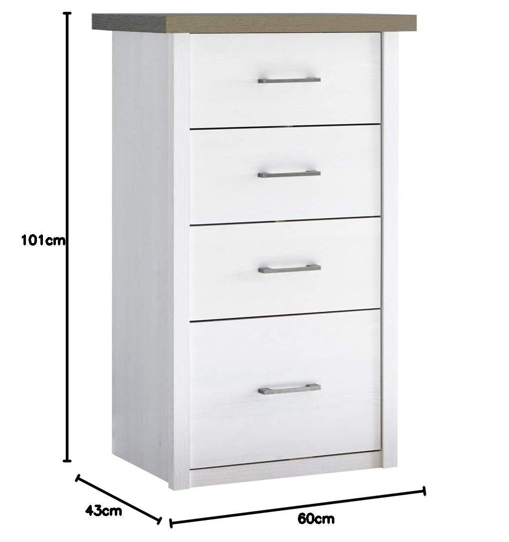 lomadox-lund-78-kommode-pinie-wei-4-schubladen-60-cm image 3