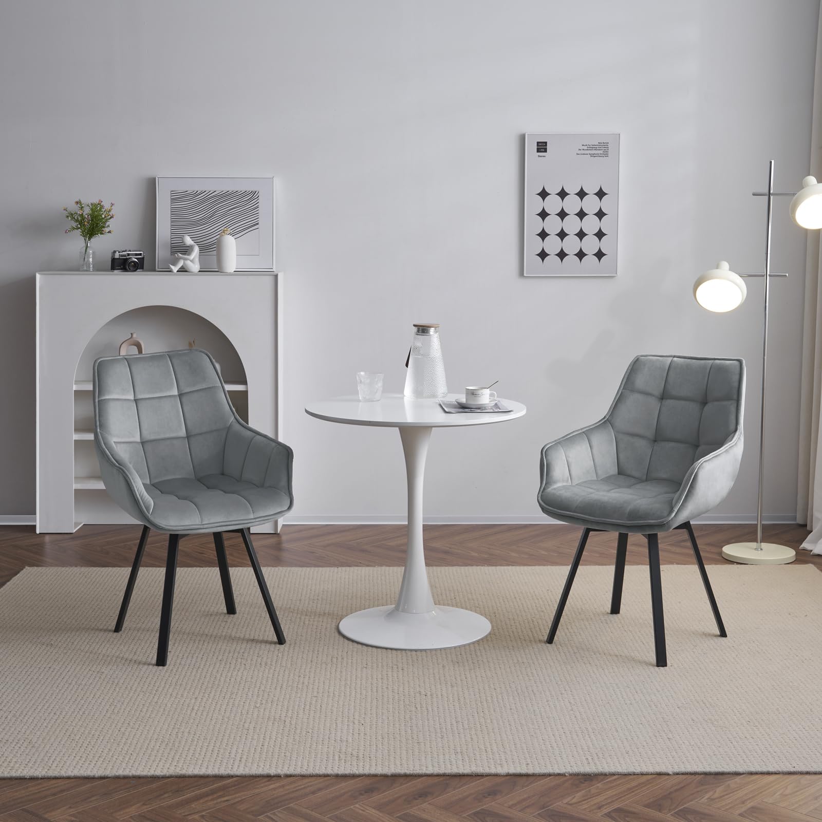 eugad-esszimmerst-hle-6er-set-dunkelgrau-drehbar-samt image 2