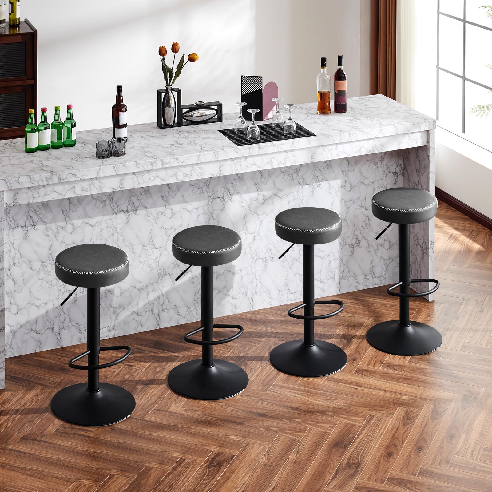 eugad-barhocker-2er-set-drehbar-anthrazit-kunstleder image 2