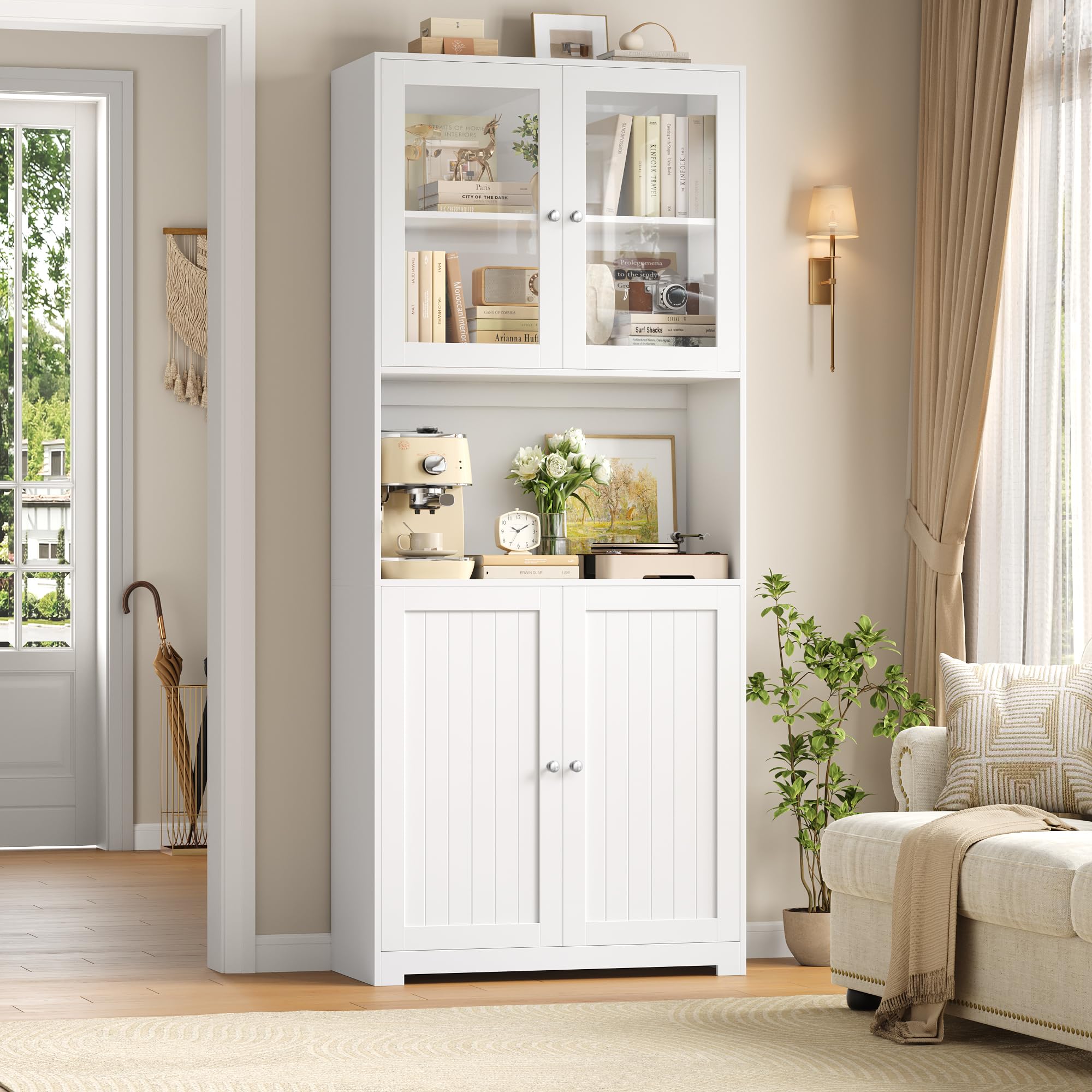 forehill-k-chenschrank-198cm-buffetschrank-vitrine-wei-80cm image 4