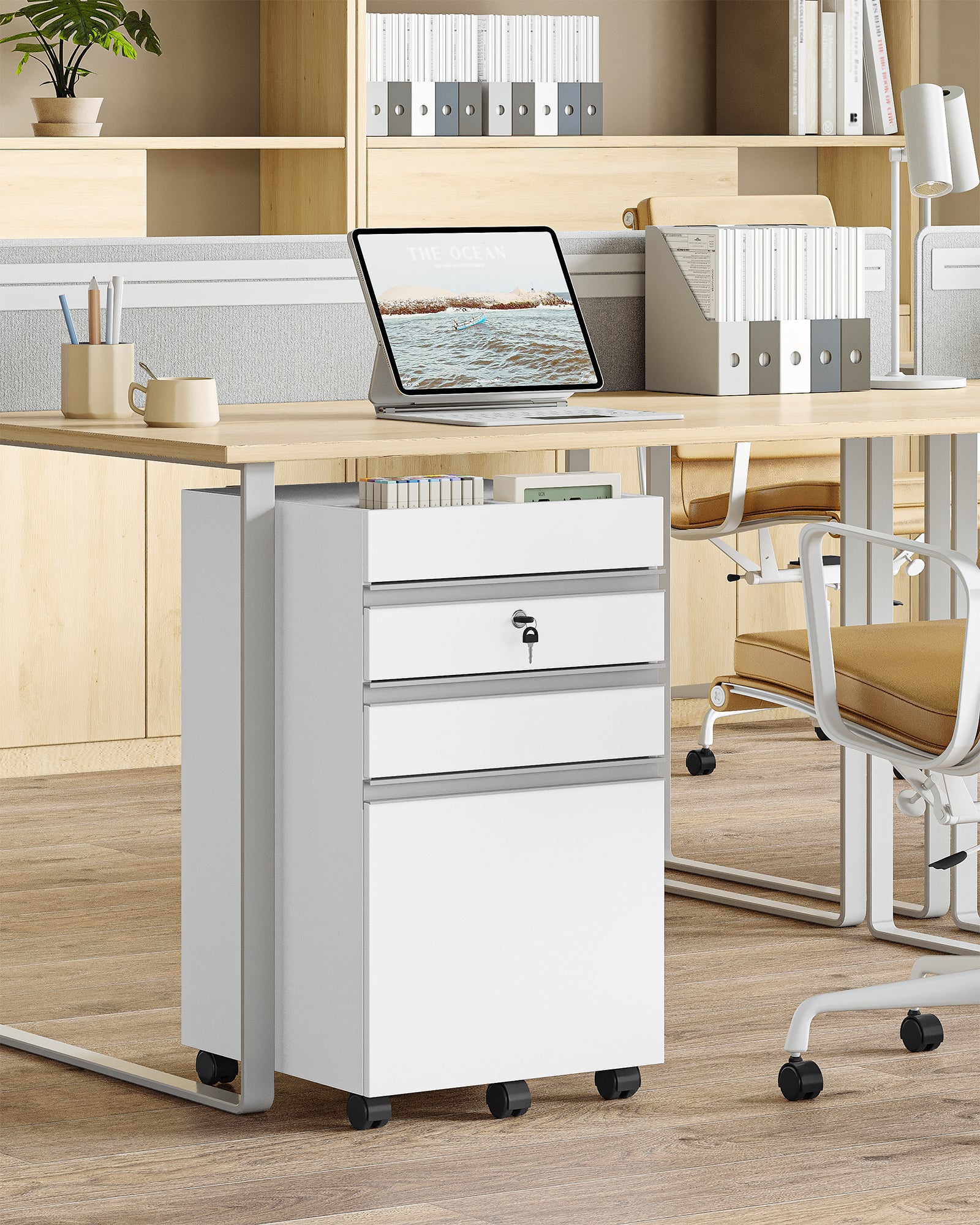 hzuaneri-fc41003x-rollcontainer-wei-abschlie-bar-a4-3-schubladen image 7