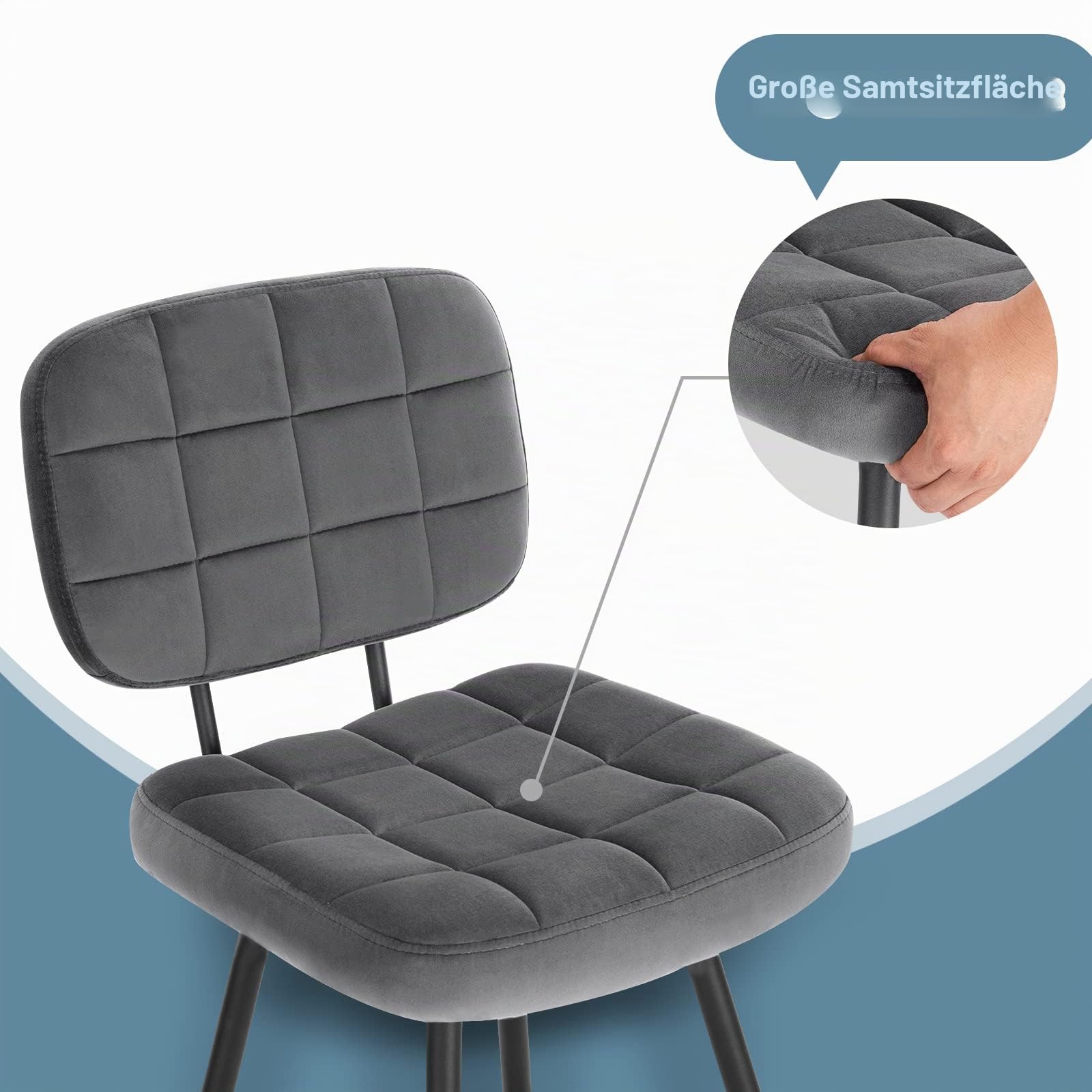 eugad-barhocker-2er-set-samt-dunkelgrau-68-5-cm-1043by-2 image 6