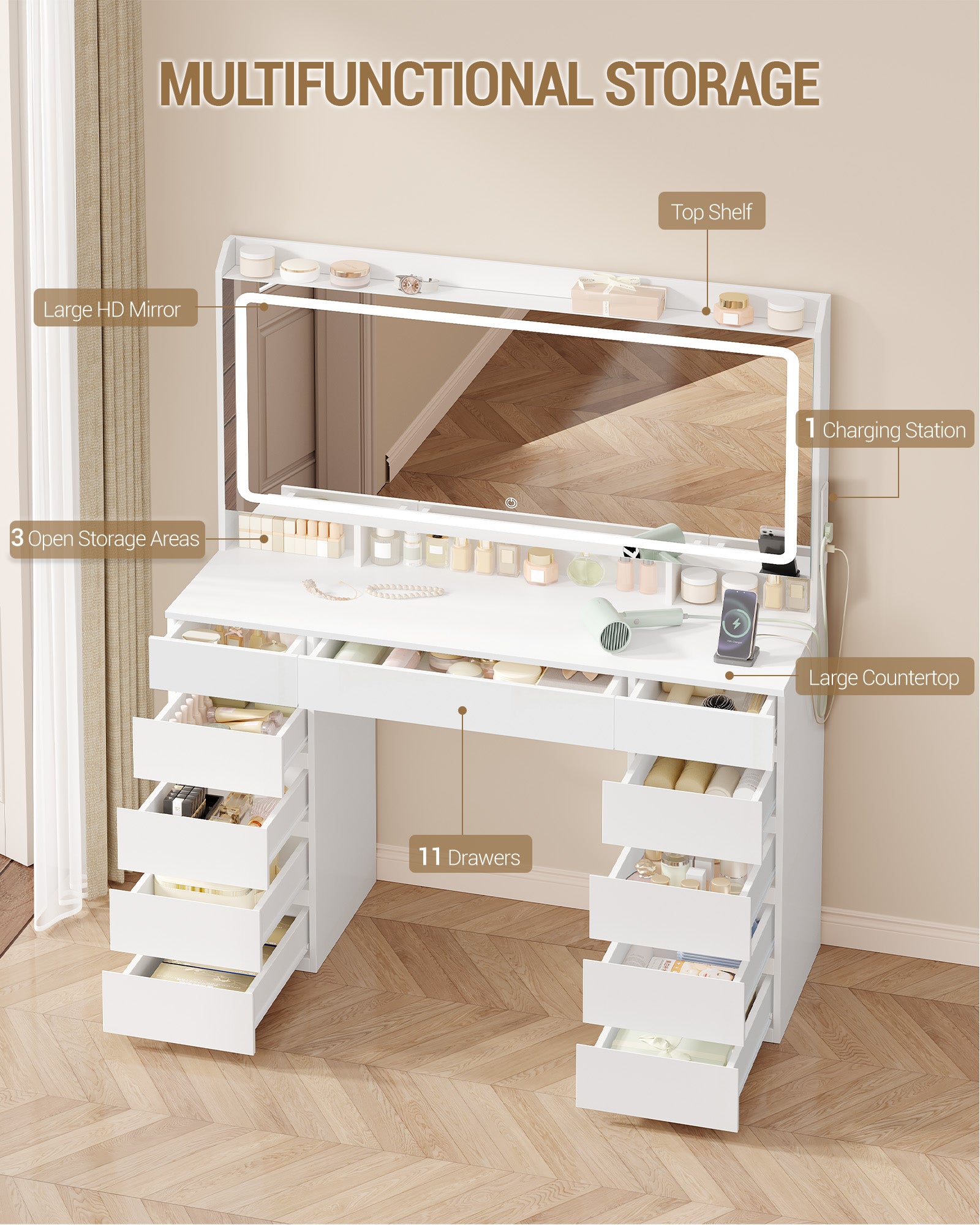 hzuaneri-bedroom-dt43003x-schminktisch-wei-led-11-schubladen image 5