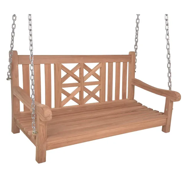 lomadox-garten-h-ngebank-teakholz-natur-120-cm-2-sitzer image 1
