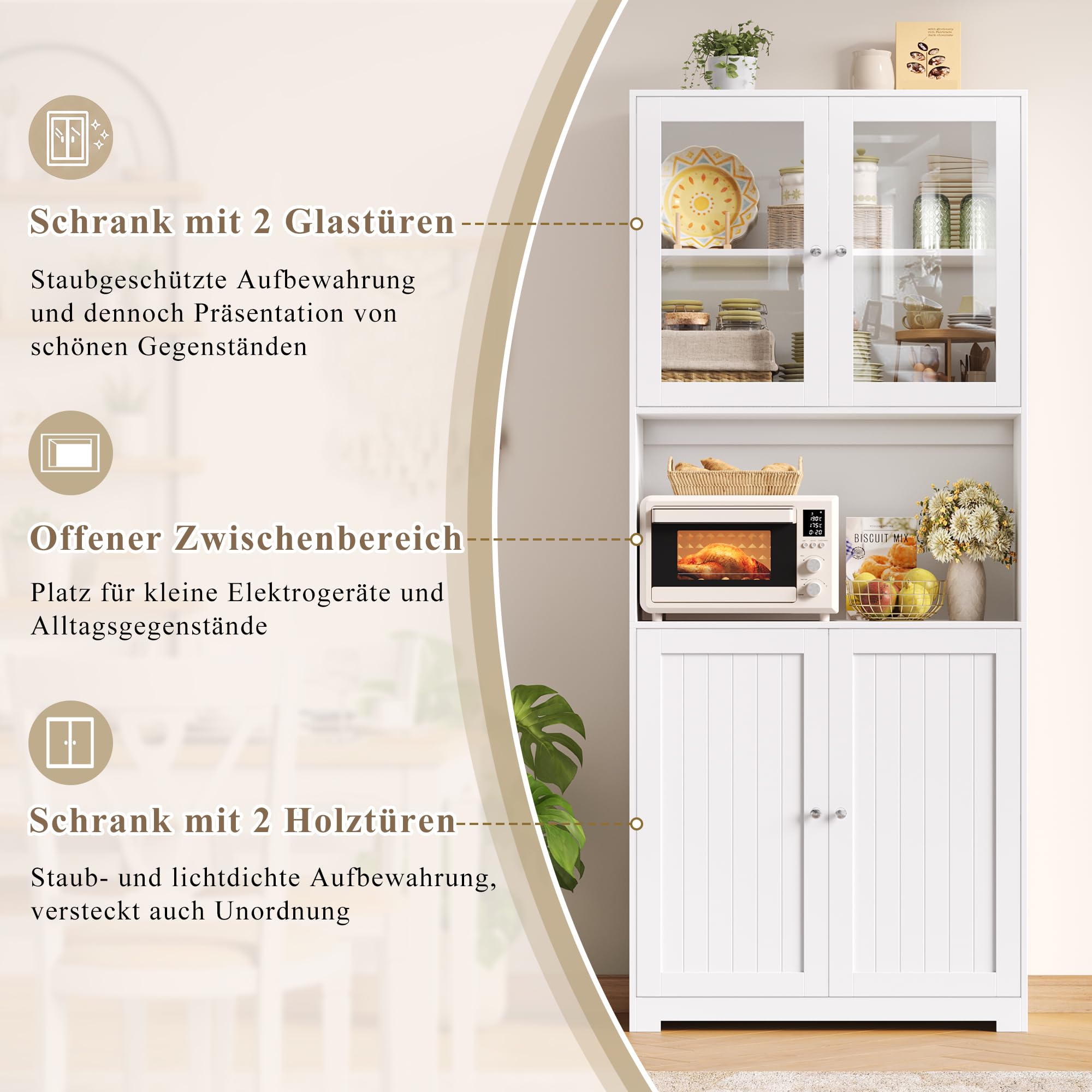 forehill-k-chenschrank-198cm-buffetschrank-vitrine-wei-80cm image 8