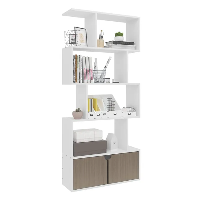 eugad-aufbewahrung-b-cherregal-wei-70x23x150-cm-mit-t-r image 1