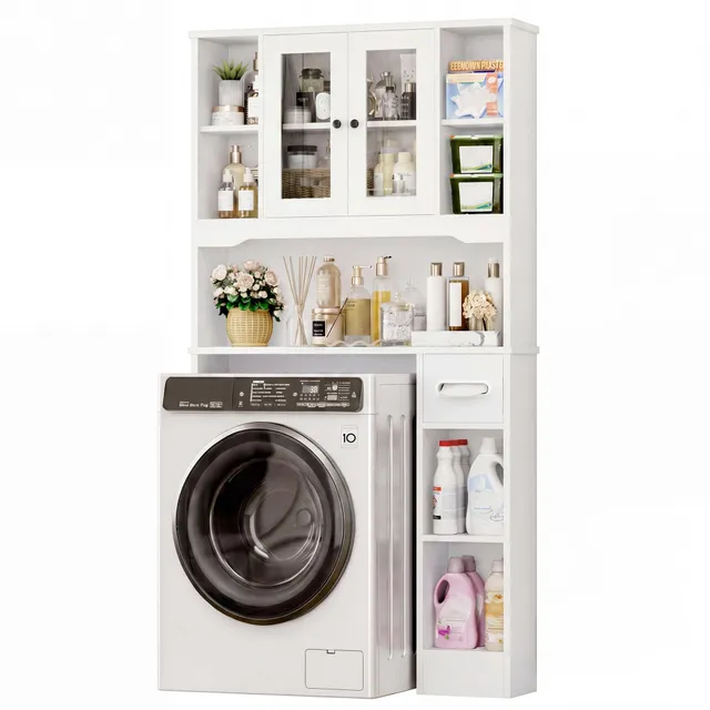 forehill-bathroom-shelf-waschmaschinenschrank-wei-mit-t-ren image 1
