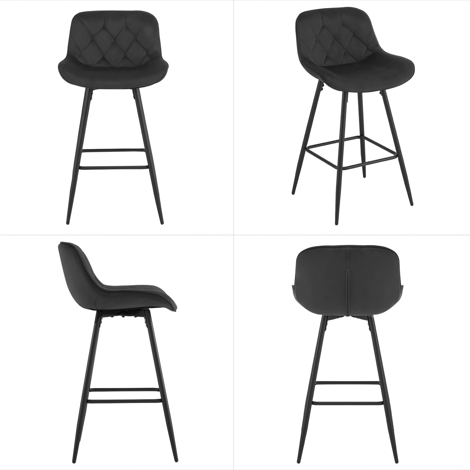 eugad-1068by-2-barhocker-2er-set-schwarz-samt-67cm image 8
