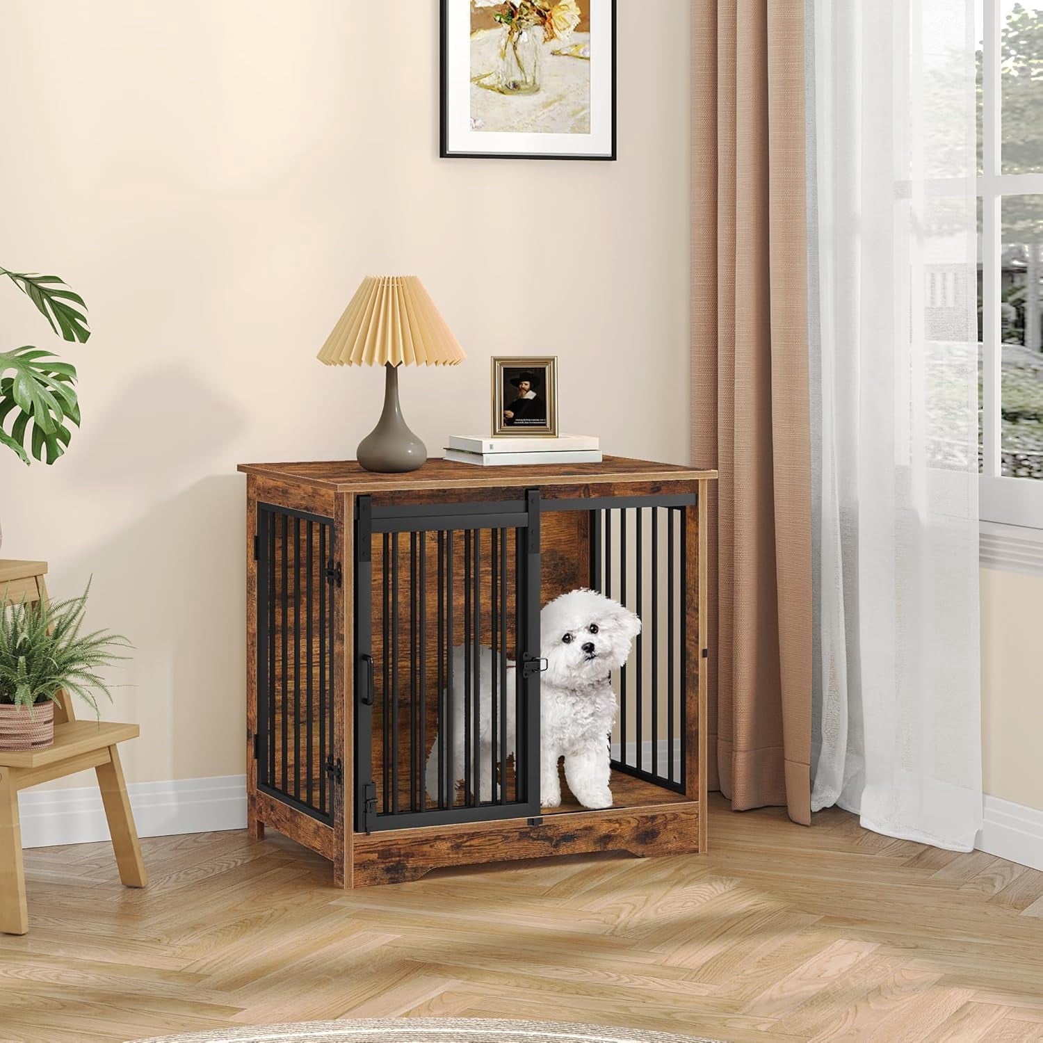 hzuaneri-hundebox-holz-braun-schiebet-r-kleine-hunde image 1