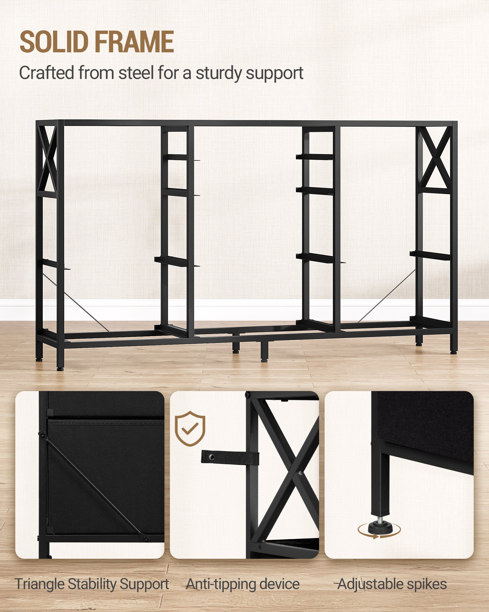 hzuaneri-bedroom-kommode-schwarz-140-cm-usb-8-stoffschubladen image 7
