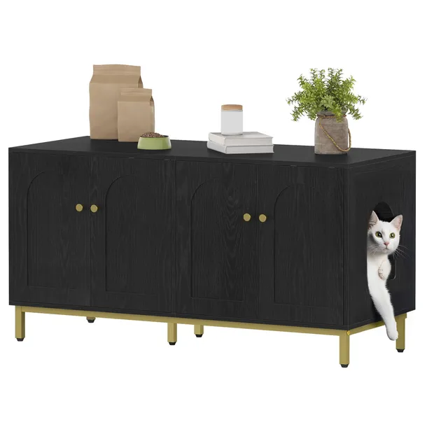 hzuaneri-pet-cb82304a-katzenschrank-schwarz-gold-119cm image 1