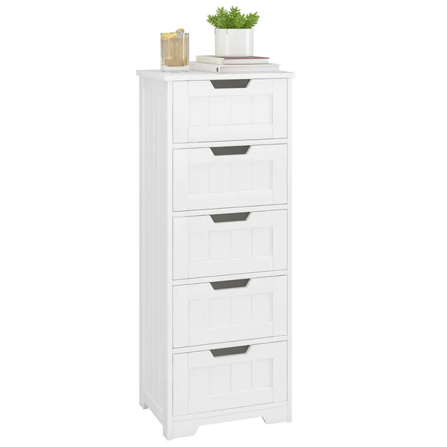 forehill-badschrank-wei-5-schubladen-40x30x102-mdf-schmal image 1