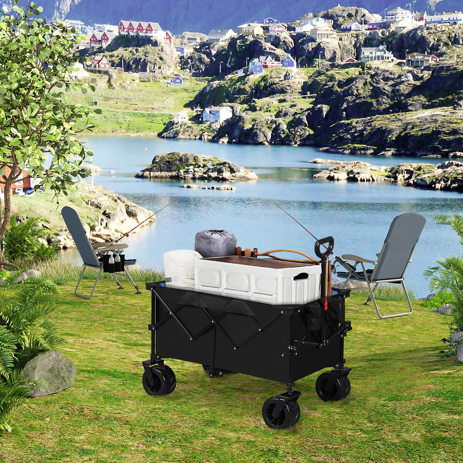 eugad-garten-bollerwagen-faltbar-schwarz-blau-80kg-oxford image 8