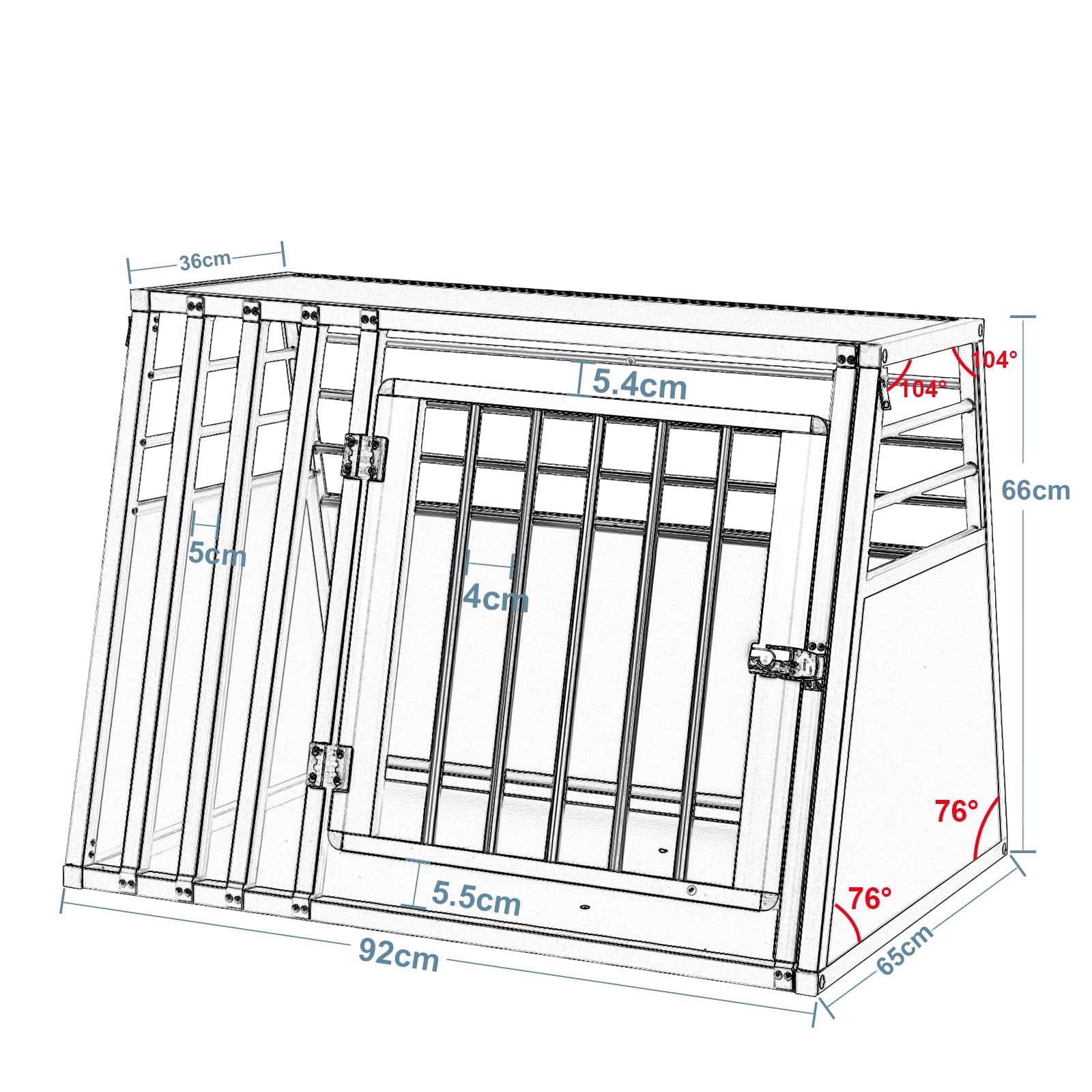 eugad-haustierbedarf-hundebox-auto-alu-92x65x66-kofferraum image 3