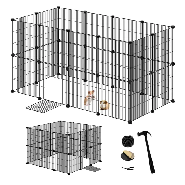 eugad-freigehege-kaninchen-metall-schwarz-142x72x72-cm image 1