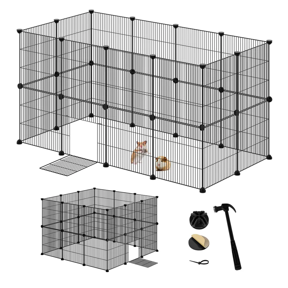 eugad-freigehege-kaninchen-metall-schwarz-142x72x72-cm image 1