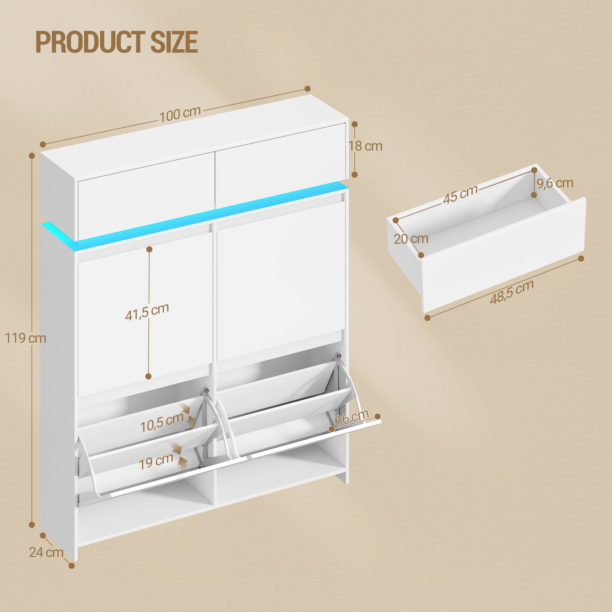 hzuaneri-sr53603x-schuhschrank-wei-led-20-paar-4-klappen image 2