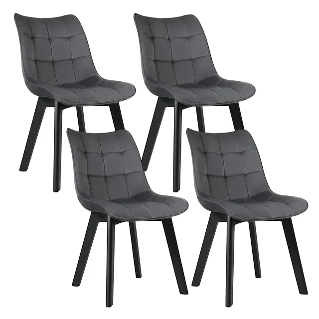 eugad-esszimmerst-hle-4er-set-samt-dunkelgrau-holzbeine image 1