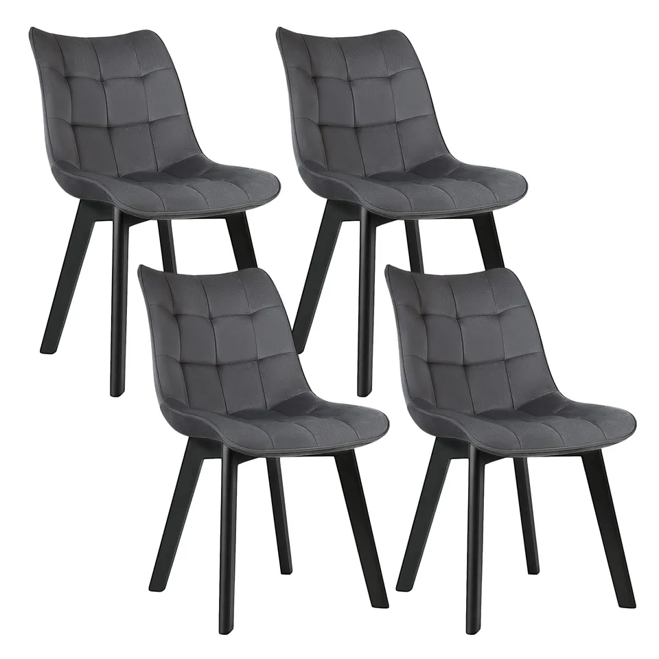 eugad-esszimmerst-hle-4er-set-samt-dunkelgrau-holzbeine image 1