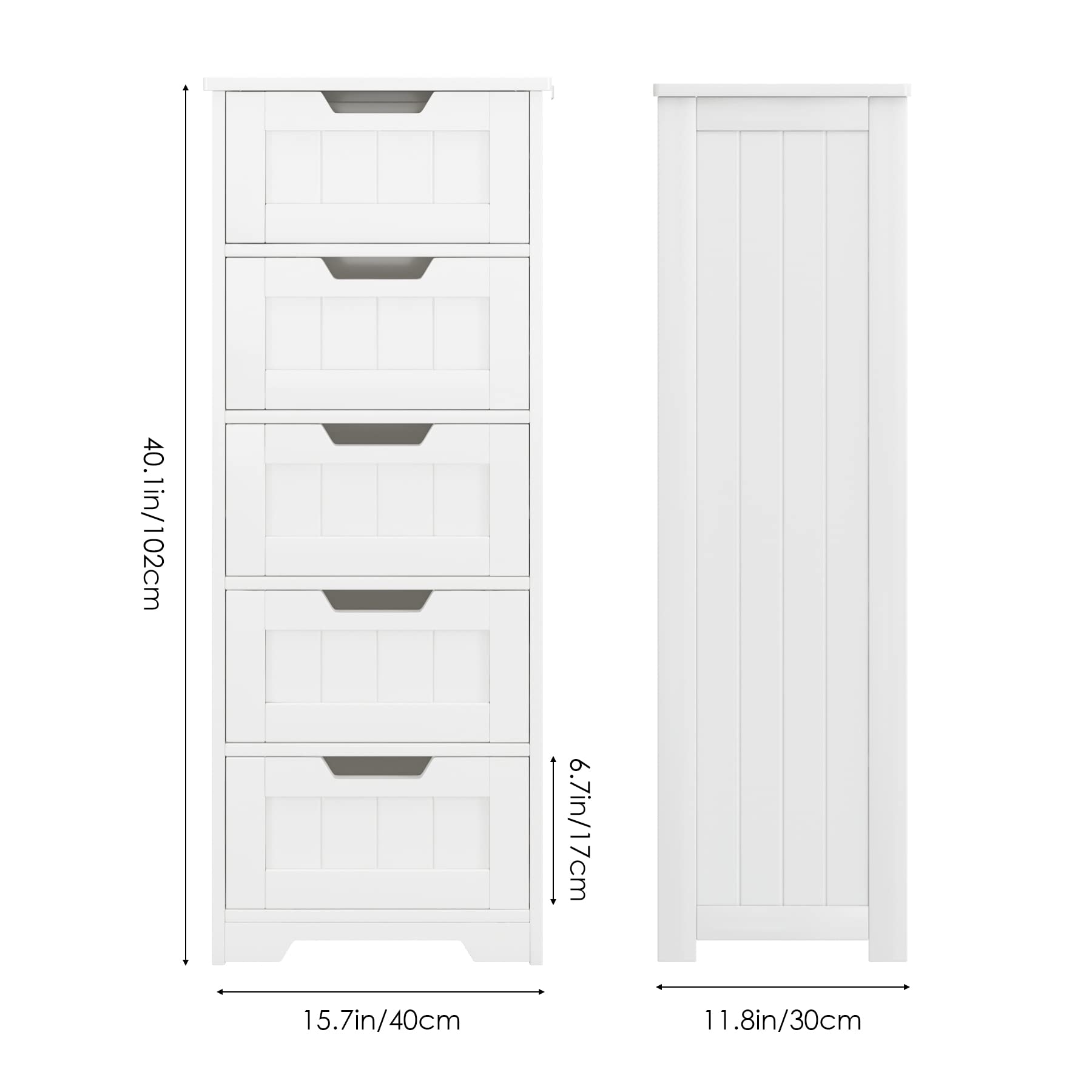 forehill-badschrank-wei-5-schubladen-40x30x102-mdf-schmal image 3