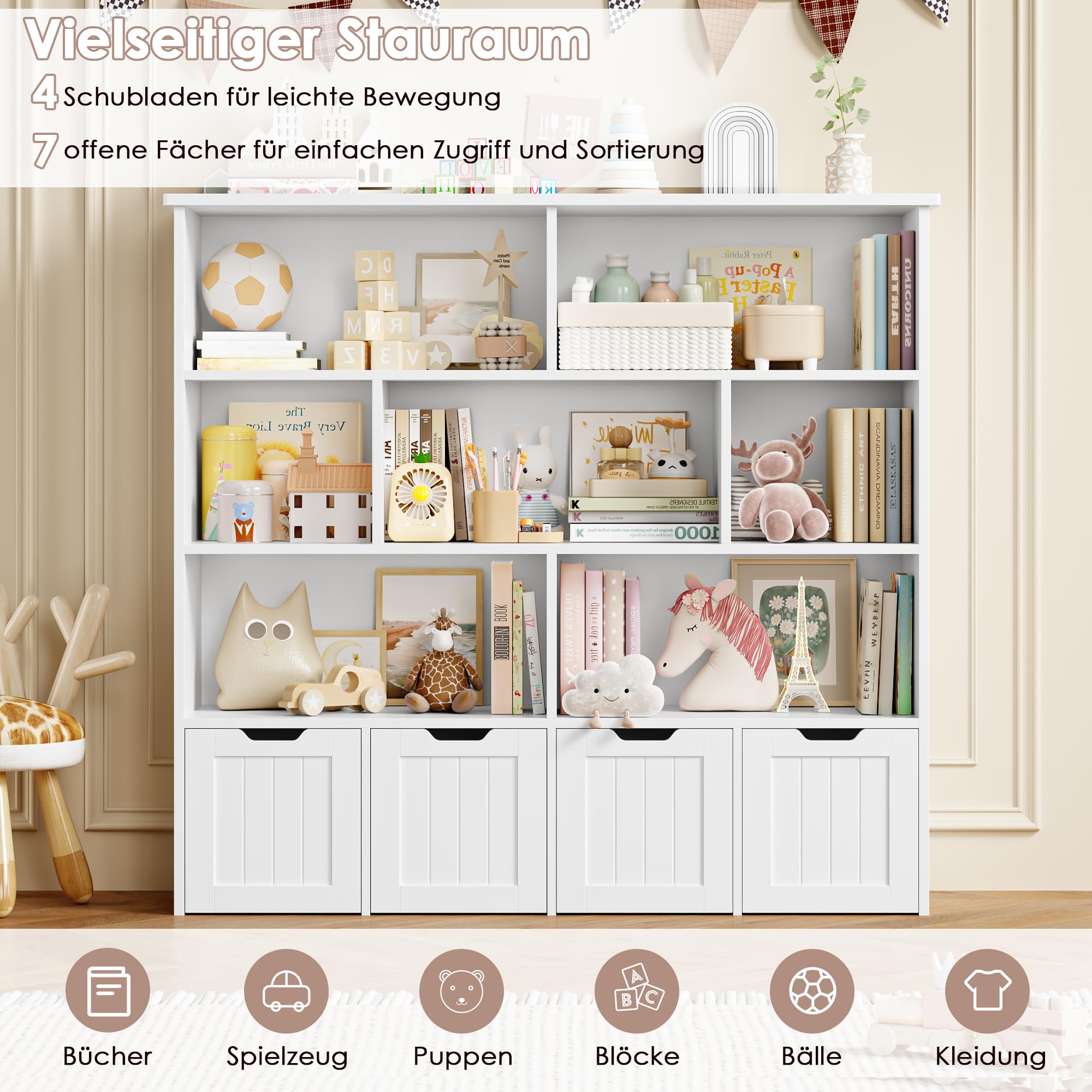 forehill-kinderregal-125cm-wei-spielzeugregal-7-f-cher-4-boxen image 6