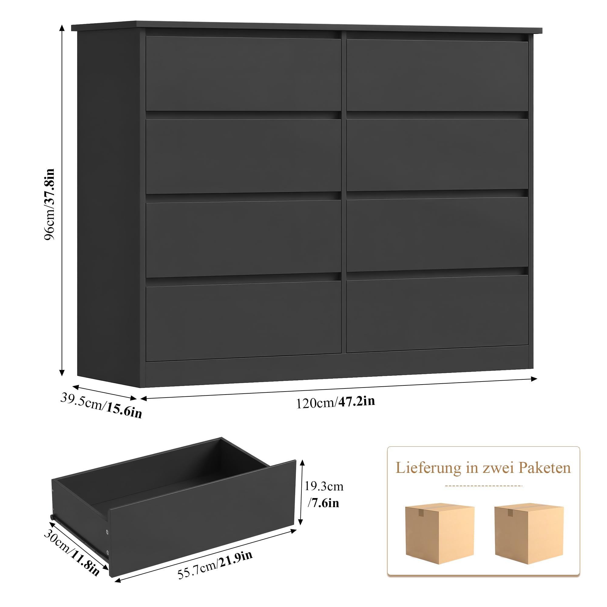 forehill-kommode-8-schubladen-120cm-schwarz-schubladenschrank image 3