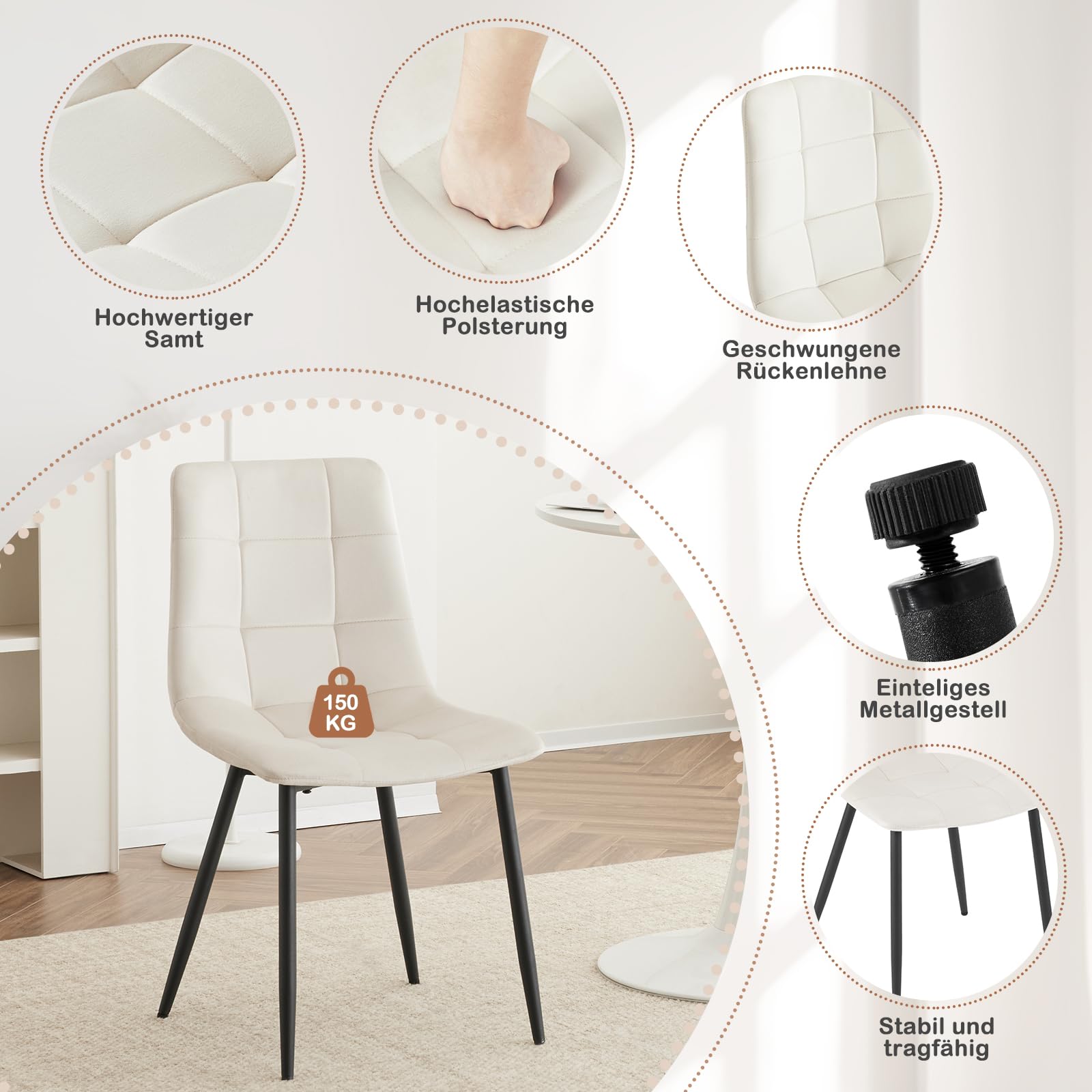 eugad-esszimmerst-hle-4er-set-samt-creme-44x81cm image 4