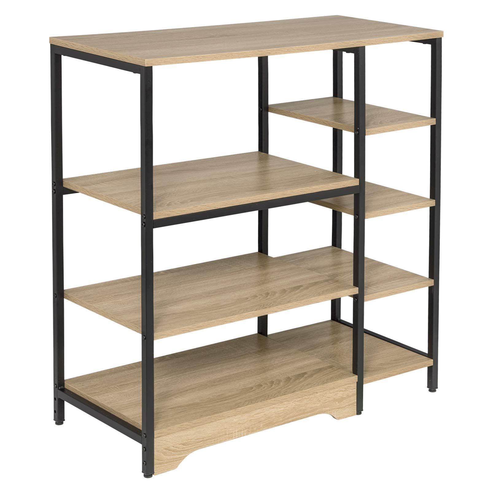eugad-aufbewahrung-k-chenregal-helle-eiche-90x40x95-cm-metall image 1
