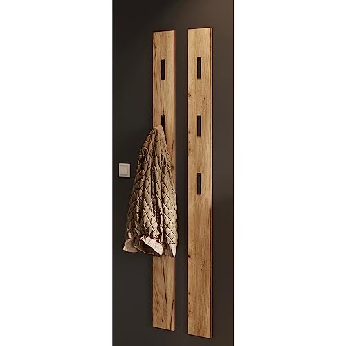 lomadox-flur-garderobenpaneel-2er-set-eiche-klapphaken-schmal image 8