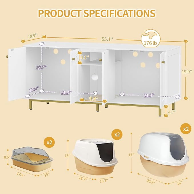 hzuaneri-pet-cb86513a-katzenklo-schrank-wei-gold-2-katzen image 8